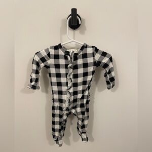 Spearmint Baby size newborn gingham onesie. Ruffles on bottom.